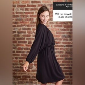 MIMUMAXI Black Knee-length Drawstring Dress